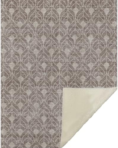 Addison Rugs ASB931 Taupe 50" x 70" Oversized Sherpa Throw Blanket