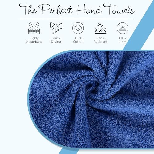 Hand Towels Cotton Set of 4, 16"x28" Cotton Soft Quick Drying Terry