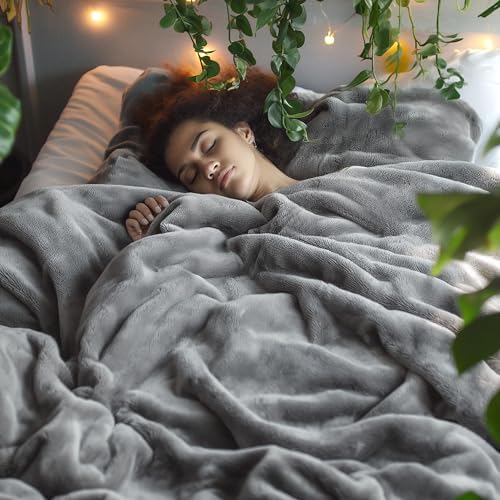 Bedsure Fleece King Size Blankets for Bed Grey 108x90&Sherpa Throw