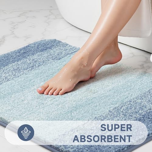 Pauwer 3 Piece Bathroom Rug Set, Microfiber Non Slip Bath Mats, Dusty