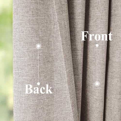 Full Blackout Linen Curtains for Bedroom Living Room 3 in 1 Hanging