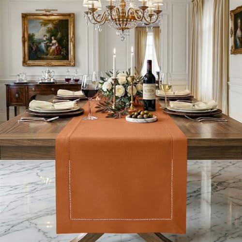 Signature LinenTM by D'Moksha, 100% Pure Linen Rust Table Runner 14 x