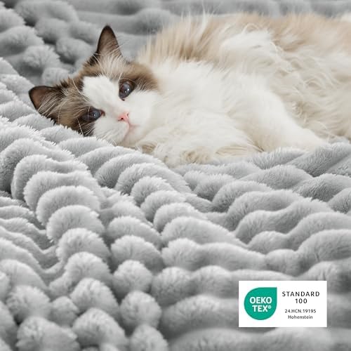 Bedsure Soft Sherpa Blanket Fluffy Throw Grey 50"x60"