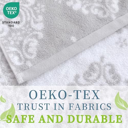 VOOVA & MOVAS Damask Washcloth, Cotton, Quick Dry, 13x13 in, Jacquard