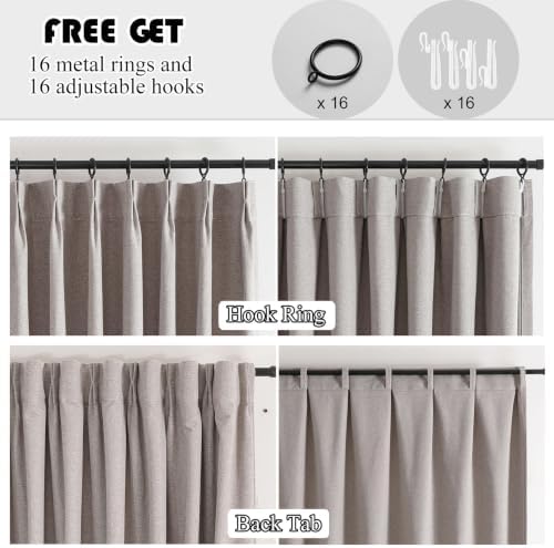 Linen Pinch Pleated Blackout Curtains & Drapes 84 Inches Long Taupe