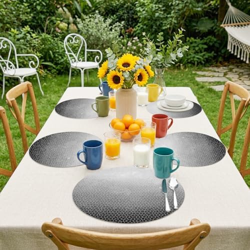 Abstract Fog Faux Leather Placemats Set of 6, 15in, Waterproof Heat