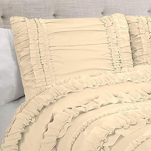 1 Piece Full Ruffles Layers Duvet Cover with Zipper Closure, 100%