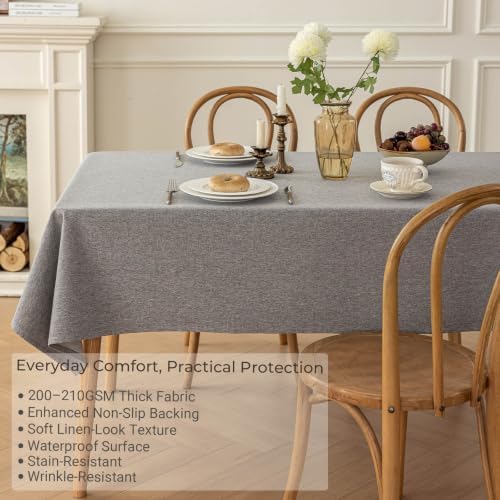 Waterproof Outdoor Rectangular Fabric Tablecloth, Gray, 55 x 120 Inch