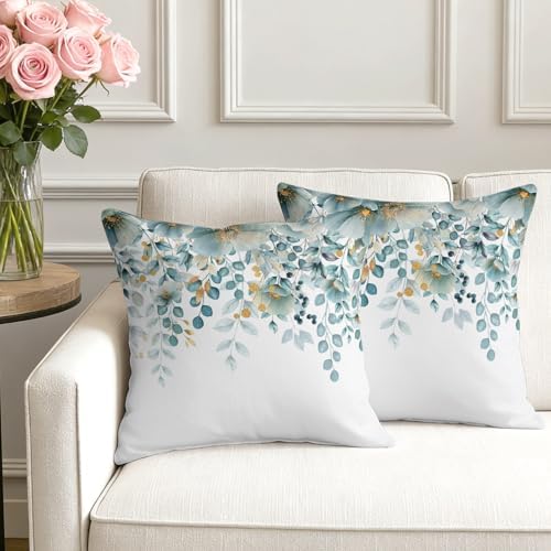 Watercolor Botanical Floral Covers 18x18IN Set of 4 Cotton Linen