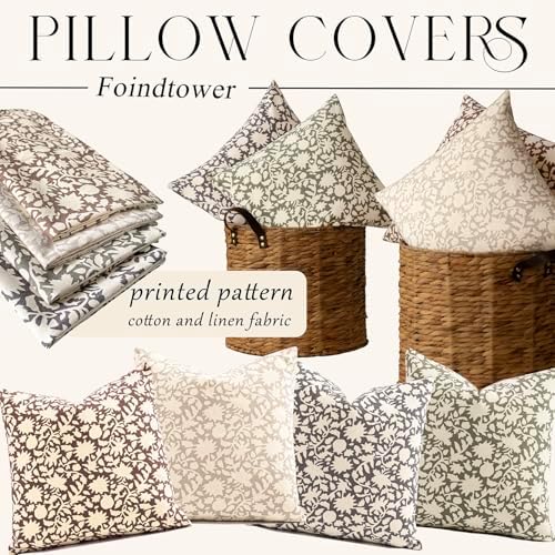 Foindtower Set of 2 Decorative Neutral Floral Throw Pillow Covers