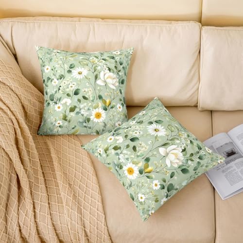 jejeloiu Teal Daisy Throw Pillow Covers Set of 2 Cute Flower