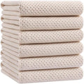 Homaxy 100% Cotton Oversized Waffle Weave Kitchen Towels 6-Pack, Beige