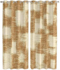 Brown Patchwork Window Curtains Panels with Silver Grommet,Farmhouse