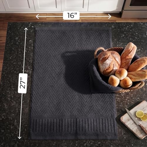 DecorRack 100% Cotton Kitchen Towels 15x25 in, Grey (Pack of 4)