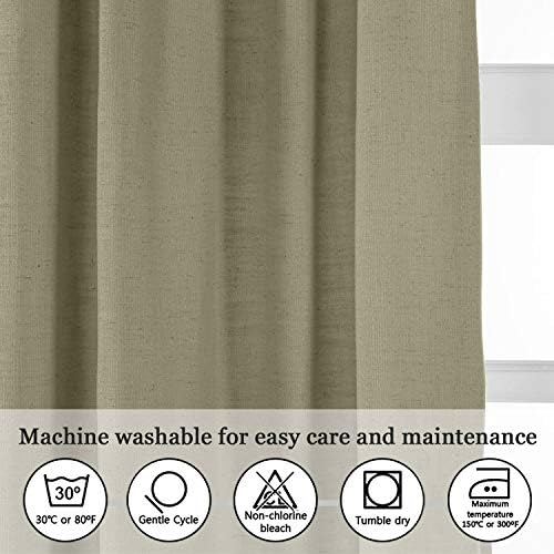 TWOPAGES 72 W x 96 L Taupe Grey Back Tab Curtain for Kitchen Window