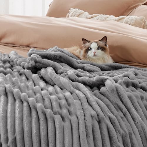 Bedsure Soft King Size Blankets for Bed Frost Gray 108"x90"