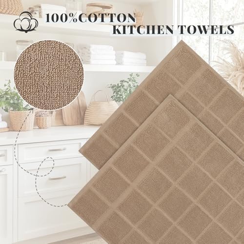 Homaxy 100% Cotton Kitchen Towels 18"x28", 8 Pack Dish Towels, Khaki