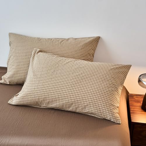Gingham Duvet Queen Size Cover Beige Boho Queen Comforter Cover Set
