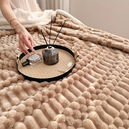 UKELER Sherpa Throw Blanket 60 × 80 inch, 470 GSM Striped Sherpa