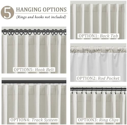 Blackout Curtains for Bedroom 63 Inch Length Cream Beige 2 Panels