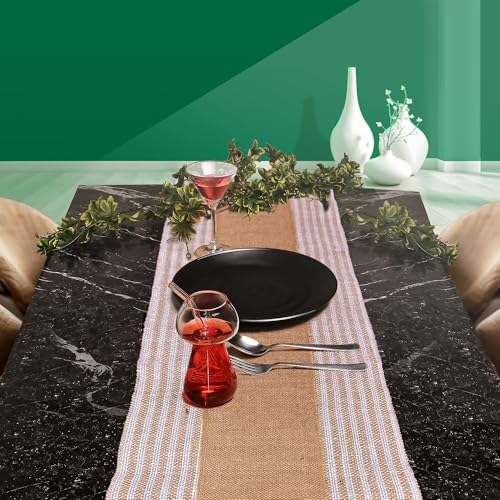 Decorative Table Runner (Pack of 1) – 12”x 108” – Natural on Stripe
