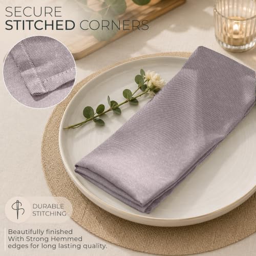 Ruvanti Cloth Napkins Set of 12, Poly Cotton Fabric 18x18 - Deep Taupe