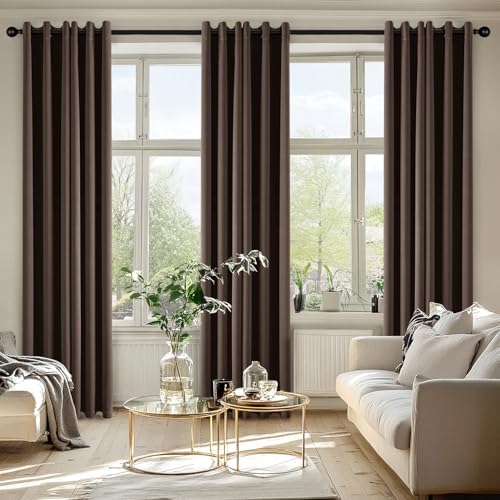 MIULEE Blackout Curtains for Bedroom 2 Panels 40"x72" Long Chocolate