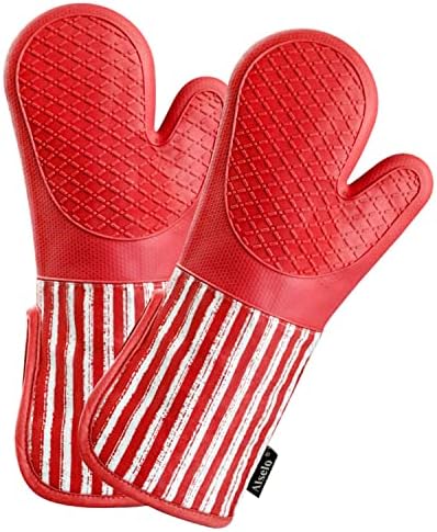 Alselo Silicone Oven Mitts Heat Resistant 932°F with Waterproof &