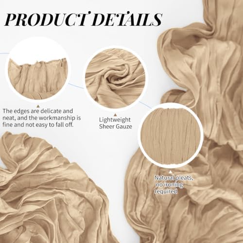 10 Pack Beige Cheesecloth Table Runner 17x108 Inch Boho Wedding Decor