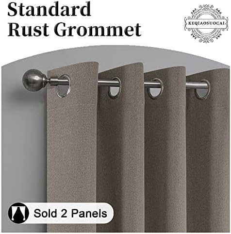 2 Panels Taupe Burlap Faux Linen Textured Quality Curtains