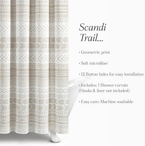 Lush Decor Hygge Geo Shower Curtain, 72" W x 72" L, Taupe/White