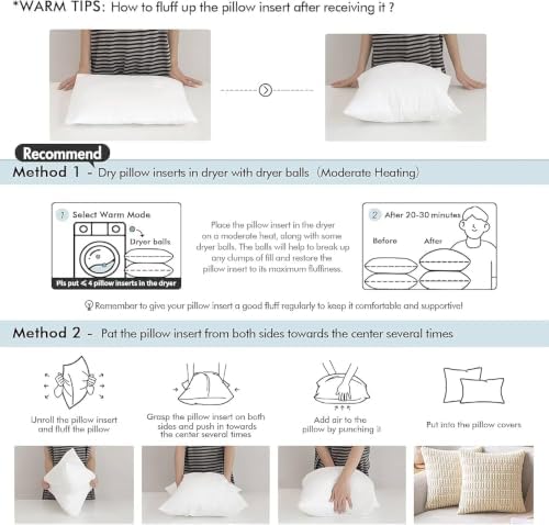 MIULEE 20x20 Throw Pillow Inserts,Set of 2 Decorative Pillow Inserts