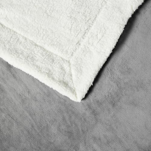 Amazon Basics Reversible Sherpa Throw Blanket, Dark Gray, 50"x60"