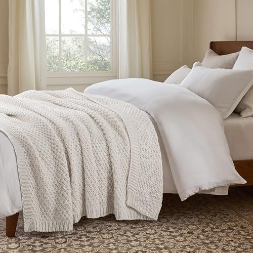 WDCOZY Chunky Cable Knit Throw Blanket Super Soft Warm Knitted Throw