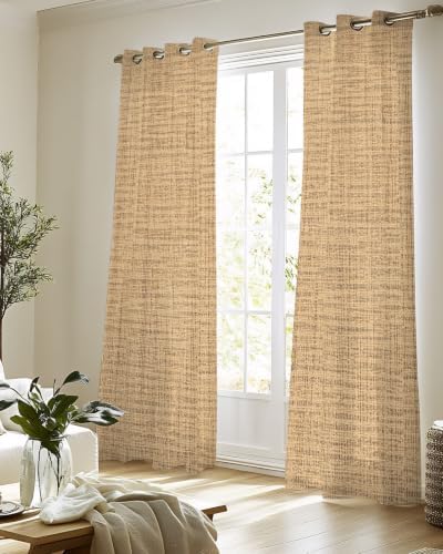 Woven Texture Sheer Curtains for Living Room 96 inch Length 2 Panels