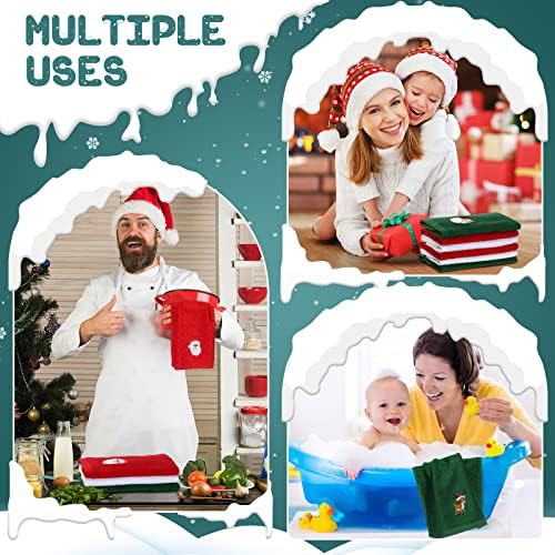 Macarrie 12 Pcs Christmas Hand Towels Cotton Kitchen Dish,Fresh Style