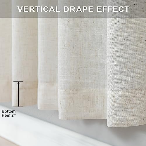 Cream Curtains 96 Inches Long for Living Room 2 Panels Back Tab Loop