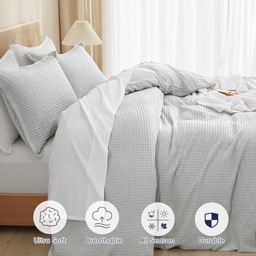 PHF Waffle Duvet Cover Twin/Twin XL, Soft & Breathable, 68"x90",Light