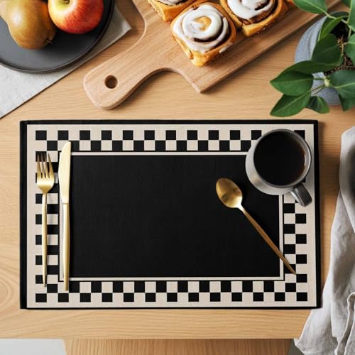 Round Placemats Set of 12 Minimalist Checkered Place Mats Farmhouse
