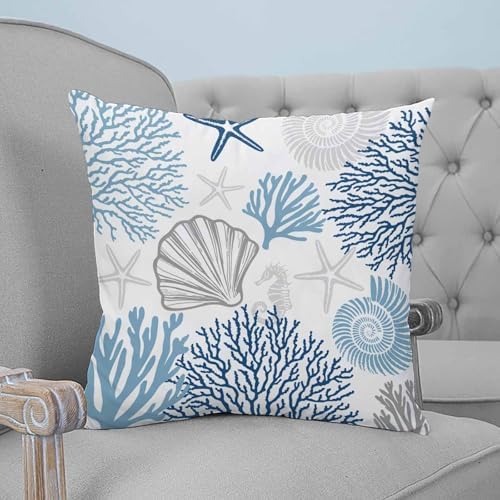 Pillow Covers 20x20 Set of 2, Blue Grey Coastal Throw Pillow Covers
