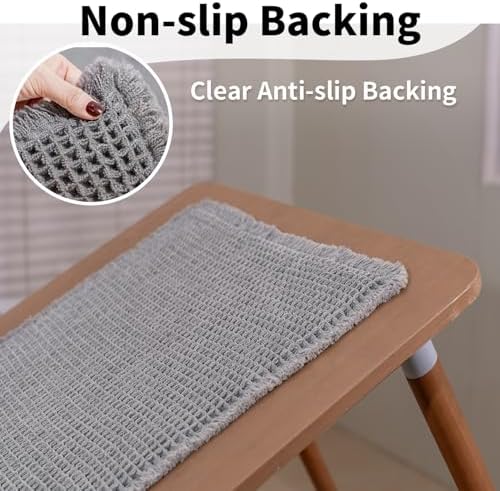 Long Bath Mat, Waffle Bathroom Runner Rug Non Slip Washable, 24 x 60