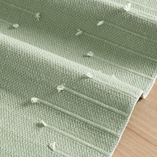 Artoid Mode Sage Green Farmhouse Rustic Cotton Woven Table Runner