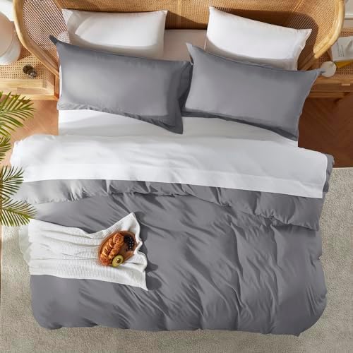Nestl Grey Duvet Cover Twin XL, Soft 2-Piece Twin XL Set