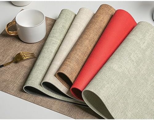 6 PCS Dining Table Placemats, 11.82 x 16.93 Inches Leather Gray Black