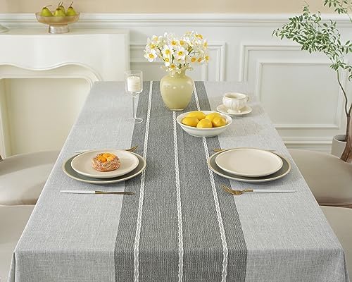 Alsoo Grey Tablecloth Rectangle 55 x 120 Inch, Waterproof Washable