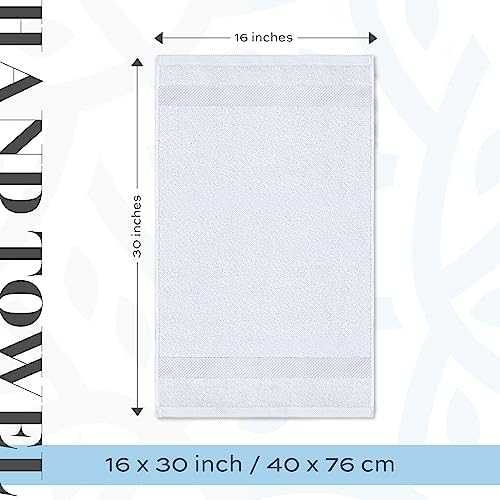 White Classic 2 Luxury White Bath Sheet Towels 35 x 70, 6 Hand Towels