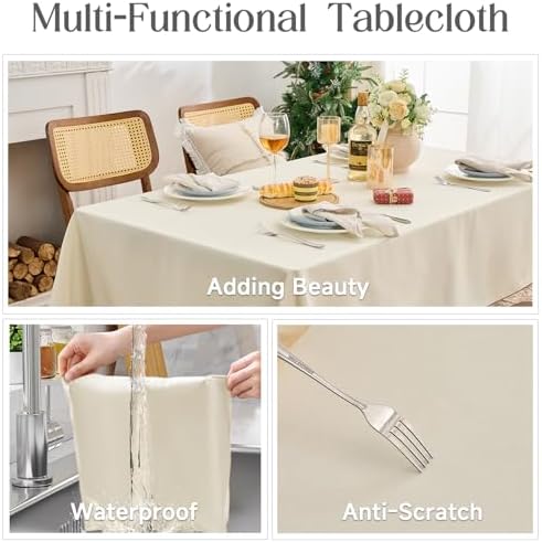 Simple&Opulence 100% Cotton Canvas Tablecloth Rectangular, Beige 52" x