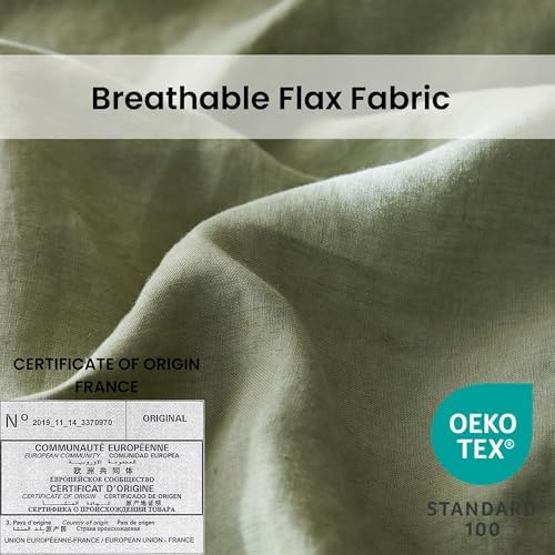 Simple&Opulence 100% Linen Duvet Cover Set with Crossed Embroidery