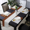 Boho Brown Table Mats Set of 6 With Table Runner 90 Inches Long,Linen