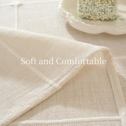 Zobesta Linen White Table Cloth Rectangle Table 53x70 Inch
